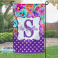 Colorful Pansy and Floral Polka Dot Personalized Garden Flag