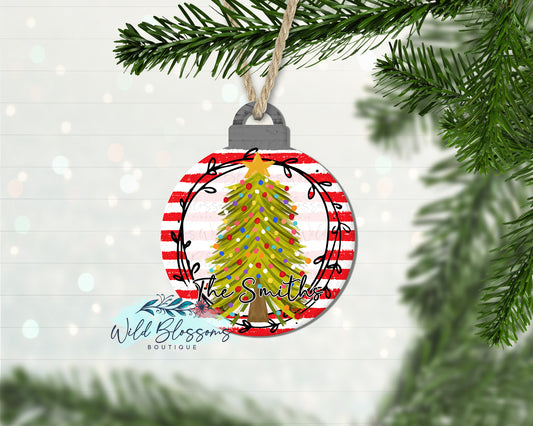 Colorful Striped Christmas Tree Christmas Ball Personalized Ornament