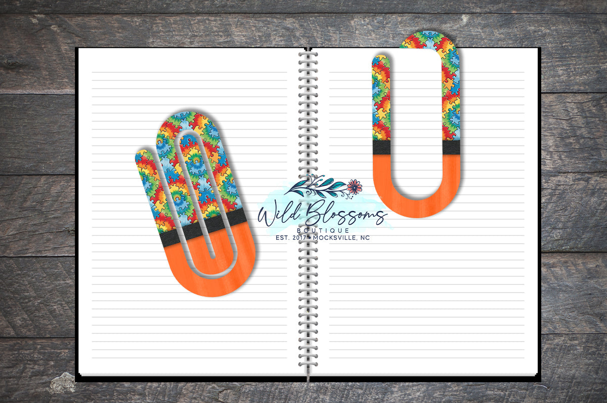 Autism Awareness Paper Clip Bookmarks  - 2 Designs to Choose From