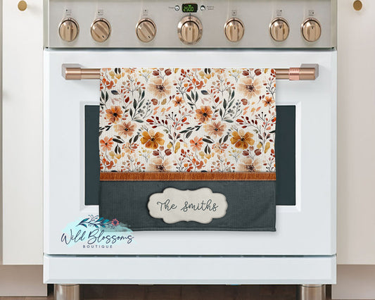 Cottagecore Fall Floral Personalized Kitchen Towel