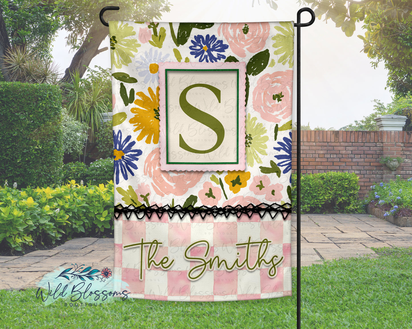 Cottage Wildflowers Personalized Garden Flag