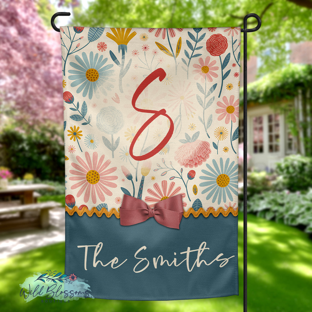 Cottage Wildflower Personalized Garden Flag