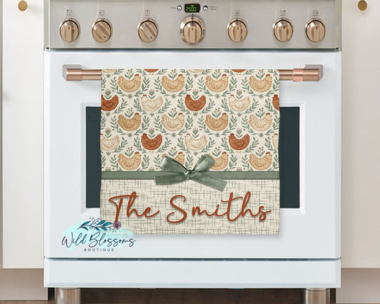 Country Hen Personalized Kitchen Towel
