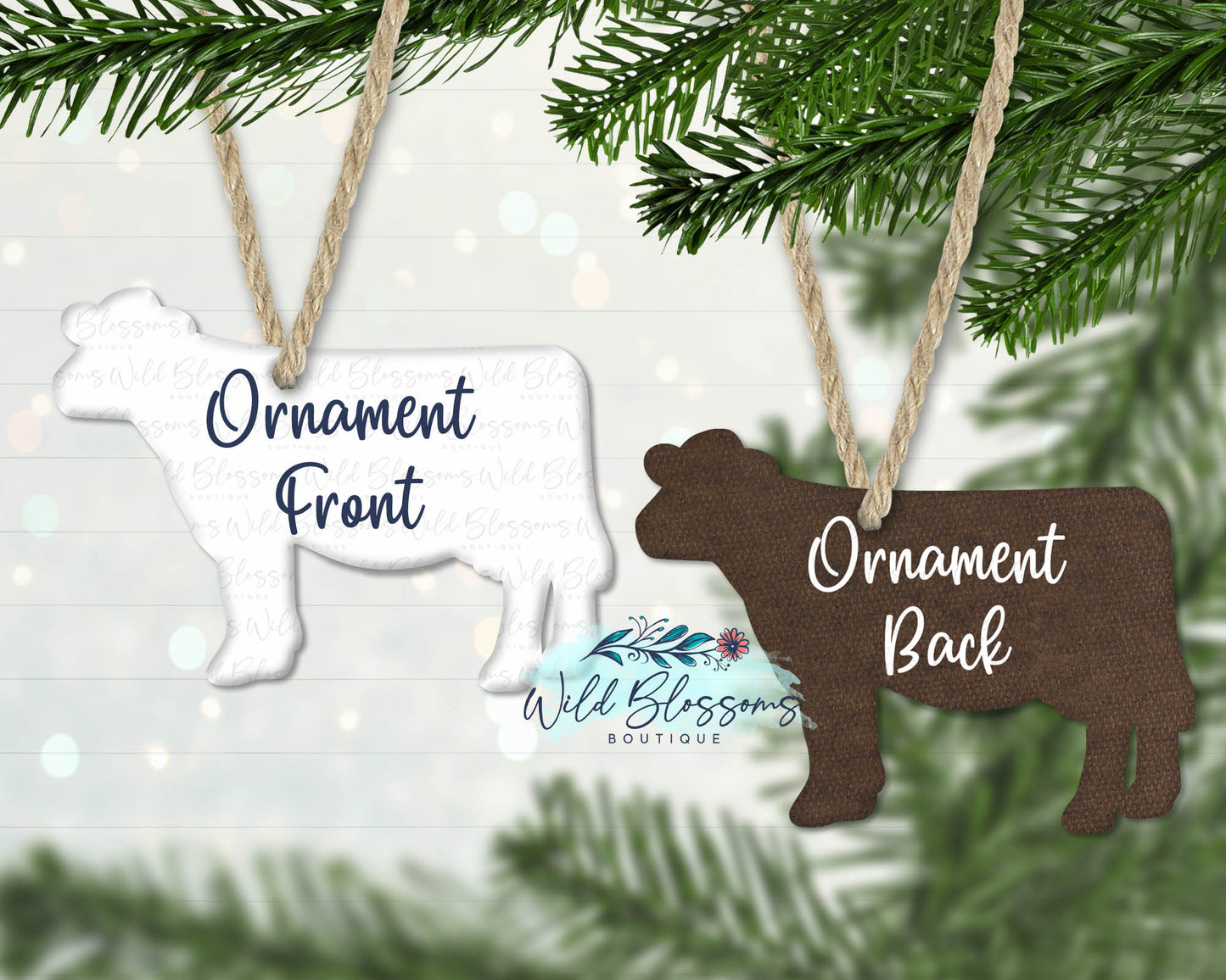 Rustic Metal Farmhouse Cow Ornament