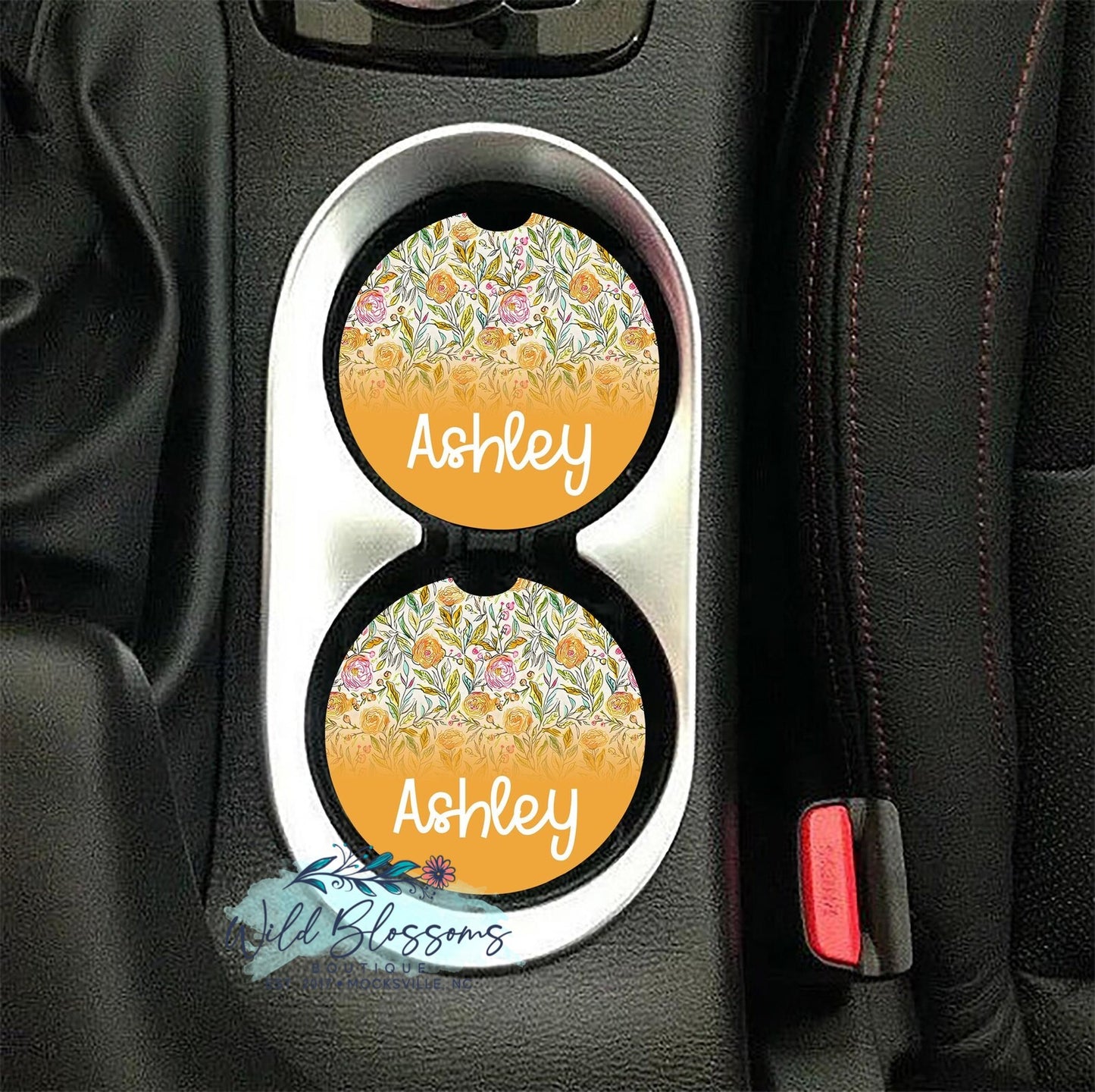 Colorful Wildflower Personalized Car Coasters - 5 Designs To Choose From