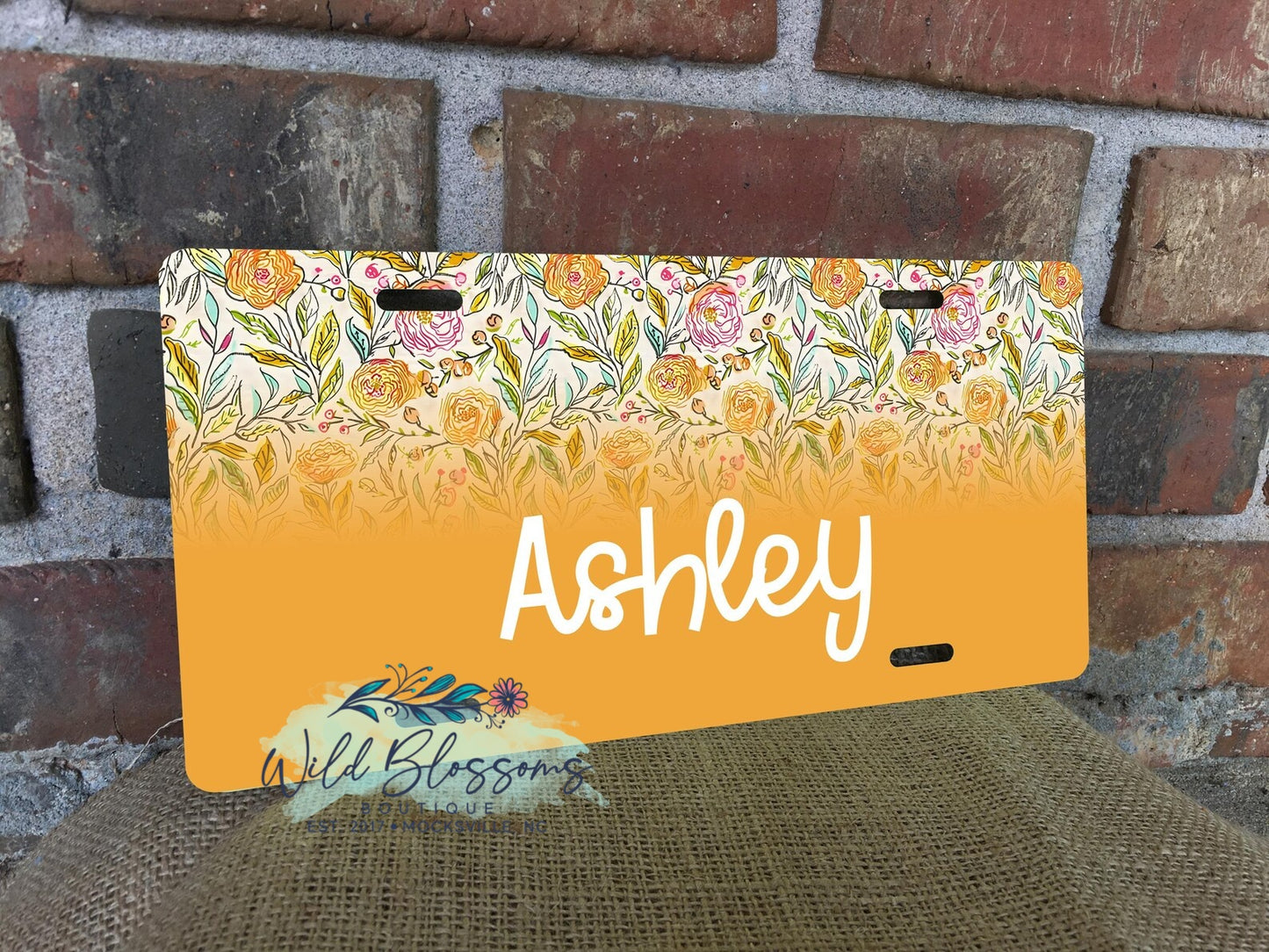 Colorful Wildflower Personalized License Plate - 5 Designs to Choose From