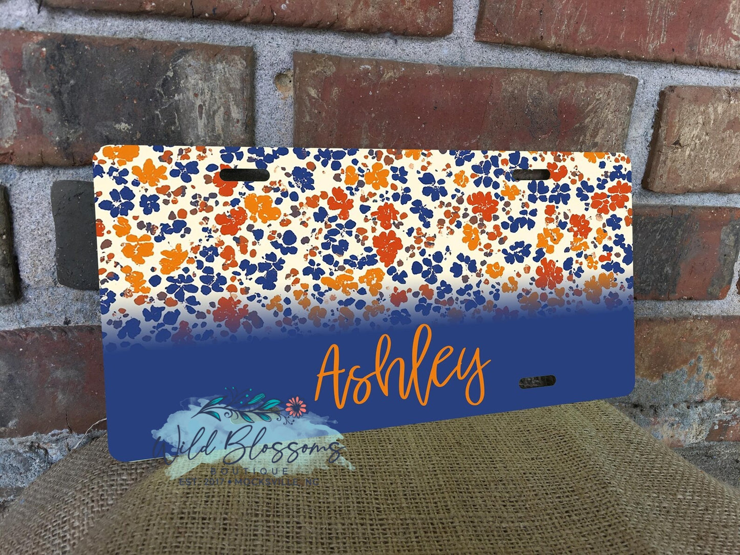 Vintage Wildflower Personalized License Plate - 5 Designs to Choose From