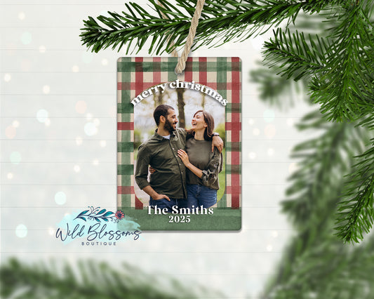 Christmas Plaid Personalized Photo Ornament