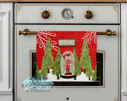 Christmas Whimsy Nutcracker Personalized Kitchen Towel