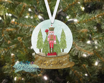 Christmas Whimsy Nutcracker Personalized Snow Globe Ornament