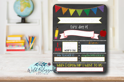 Colorful Chalk First Day Of School Sign