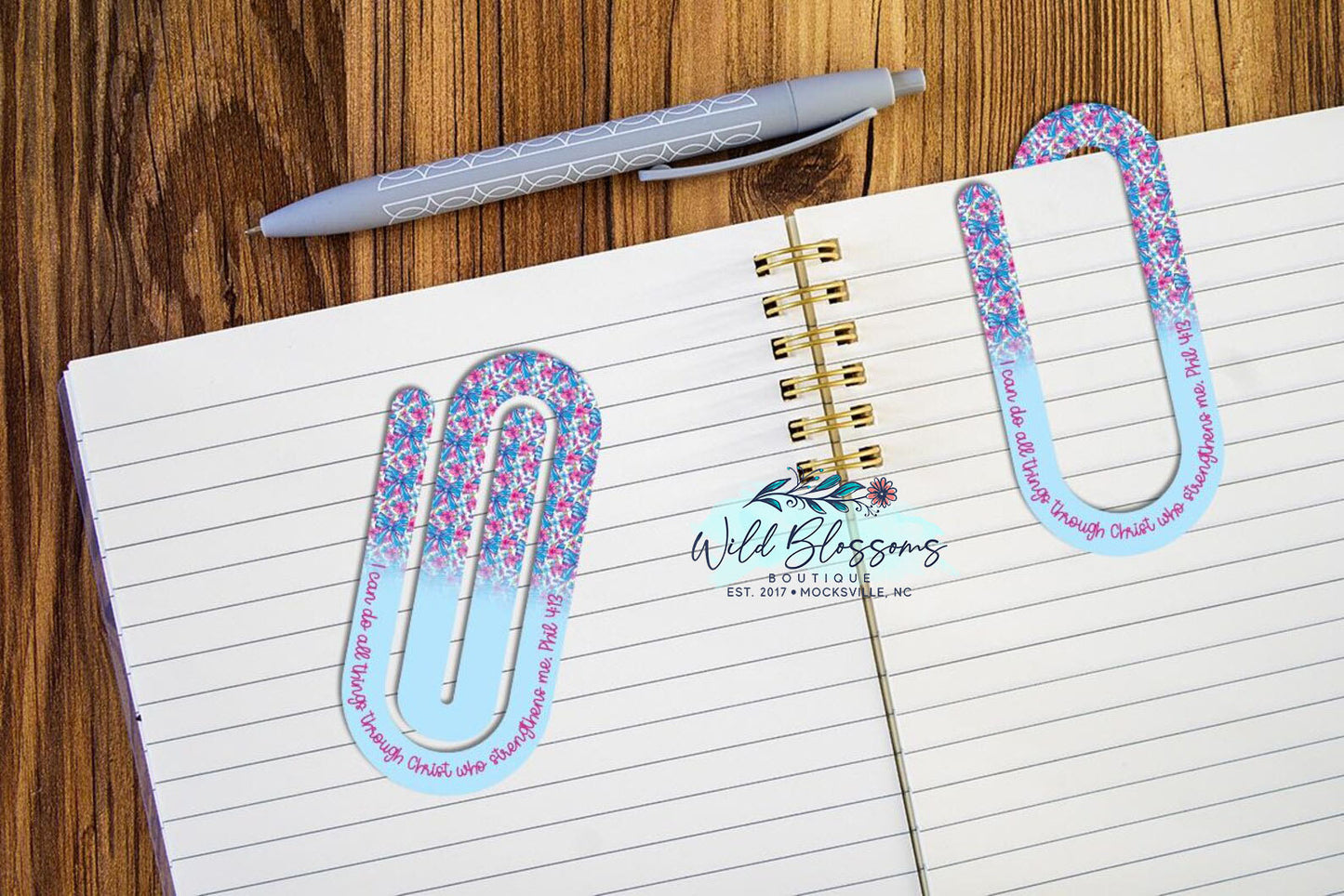 Colorful Floral Scripture Paper Clip Bookmarks - 20 Designs to Choose From