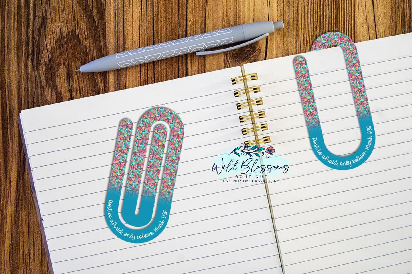 Colorful Floral Scripture Paper Clip Bookmarks - 20 Designs to Choose From