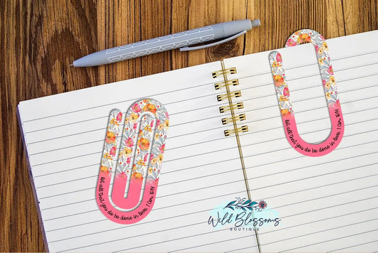 Colorful Floral Scripture Paper Clip Bookmarks - 5 Designs to Choose From