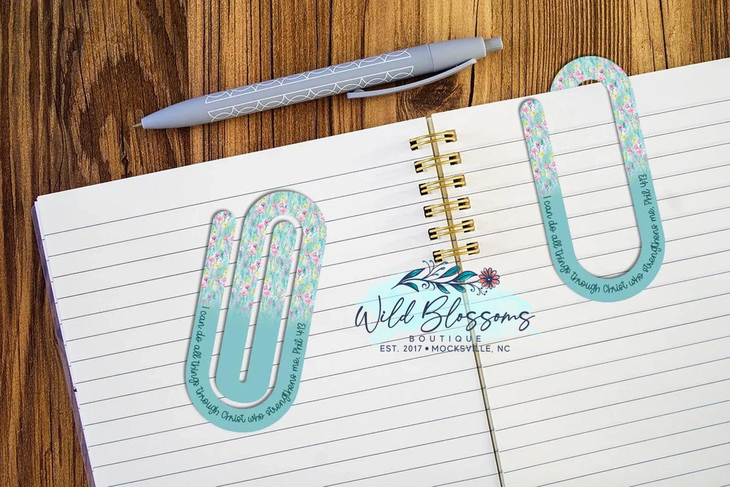 Colorful Floral Scripture Paper Clip Bookmarks - 20 Designs to Choose From