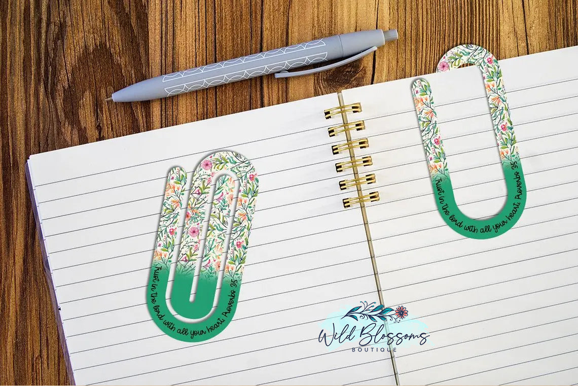 Colorful Floral Scripture Paper Clip Bookmarks - 5 Designs to Choose From