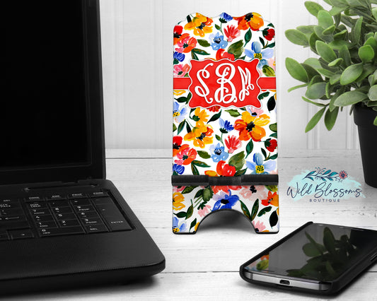 Coral Bloom Personalized Phone Stand