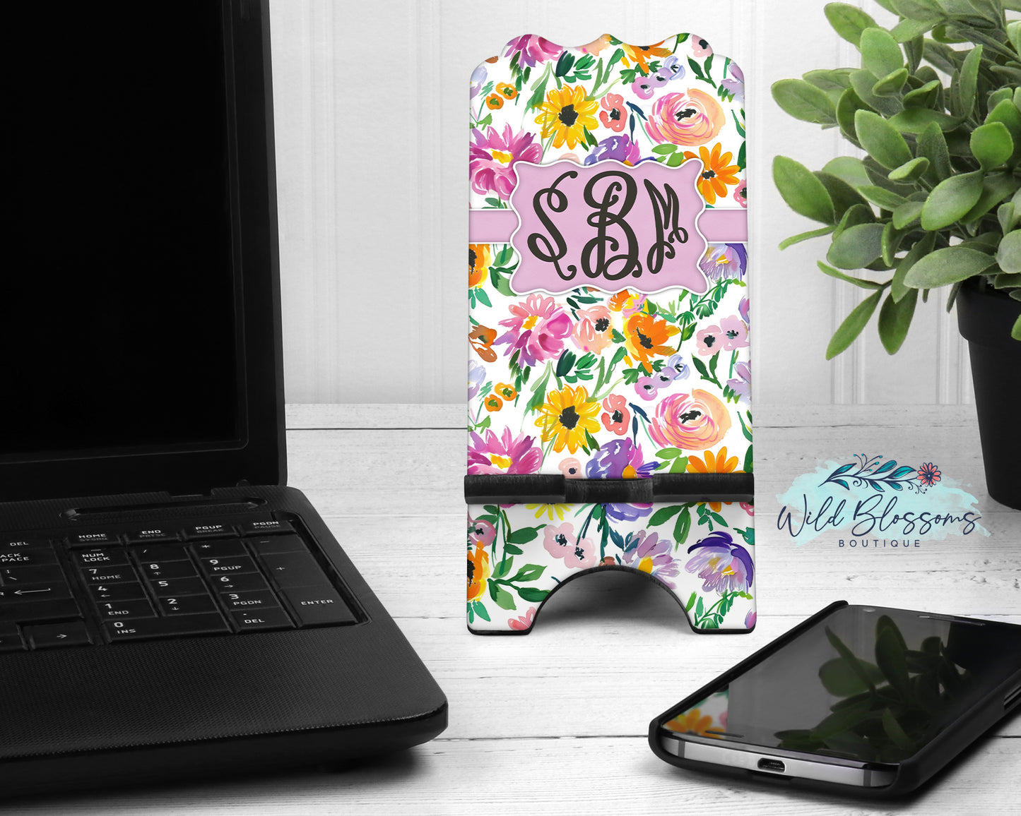 Cottage Bloom Personalized Phone Stand