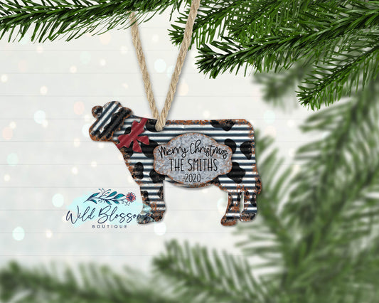 Rustic Metal Farmhouse Cow Ornament