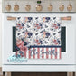 Navy and Rose Floral Kitchen Towel that can be personalized with custom text.