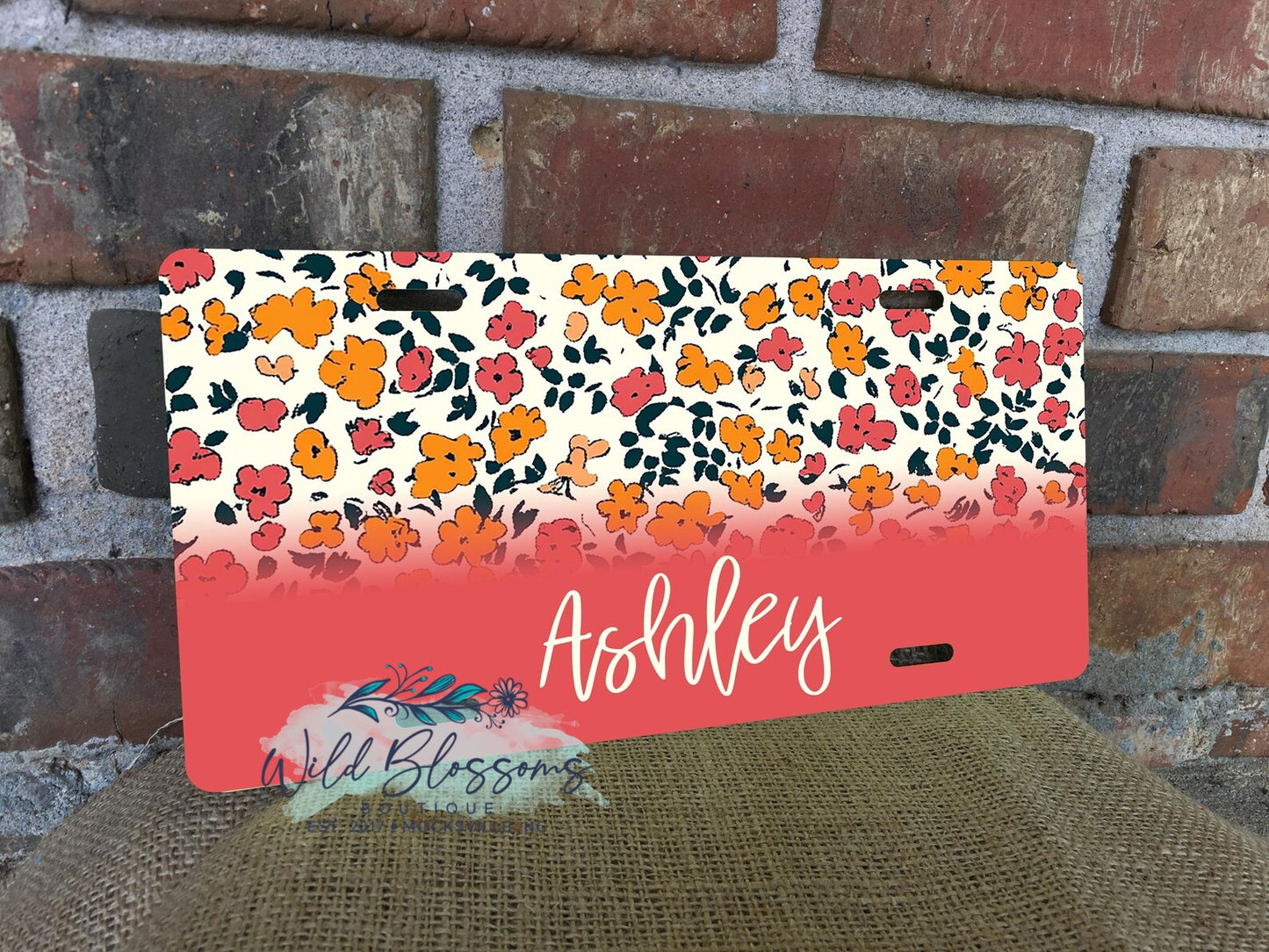 Vintage Wildflower Personalized License Plate - 5 Designs to Choose From