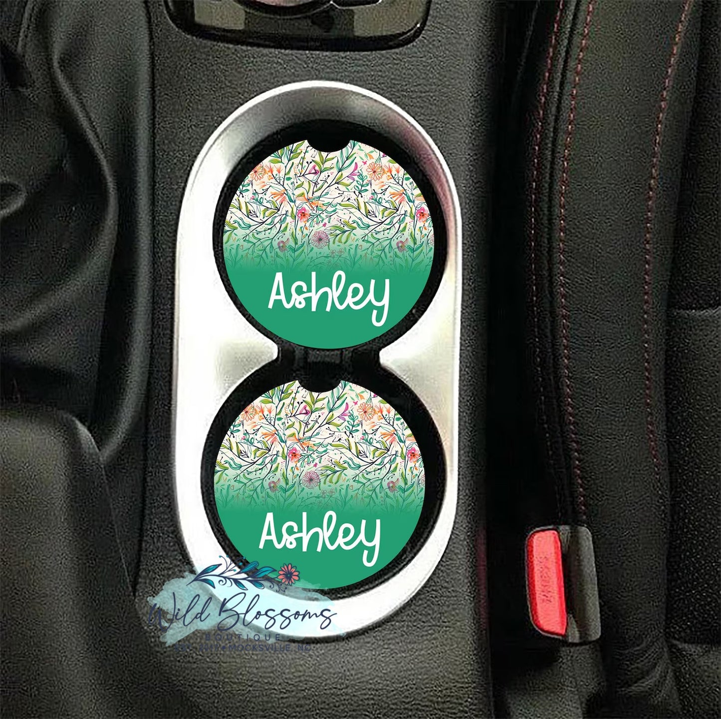 Colorful Wildflower Personalized Car Coasters - 5 Designs To Choose From