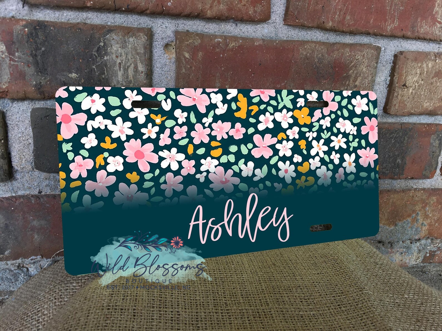 Vintage Wildflower Personalized License Plate - 5 Designs to Choose From