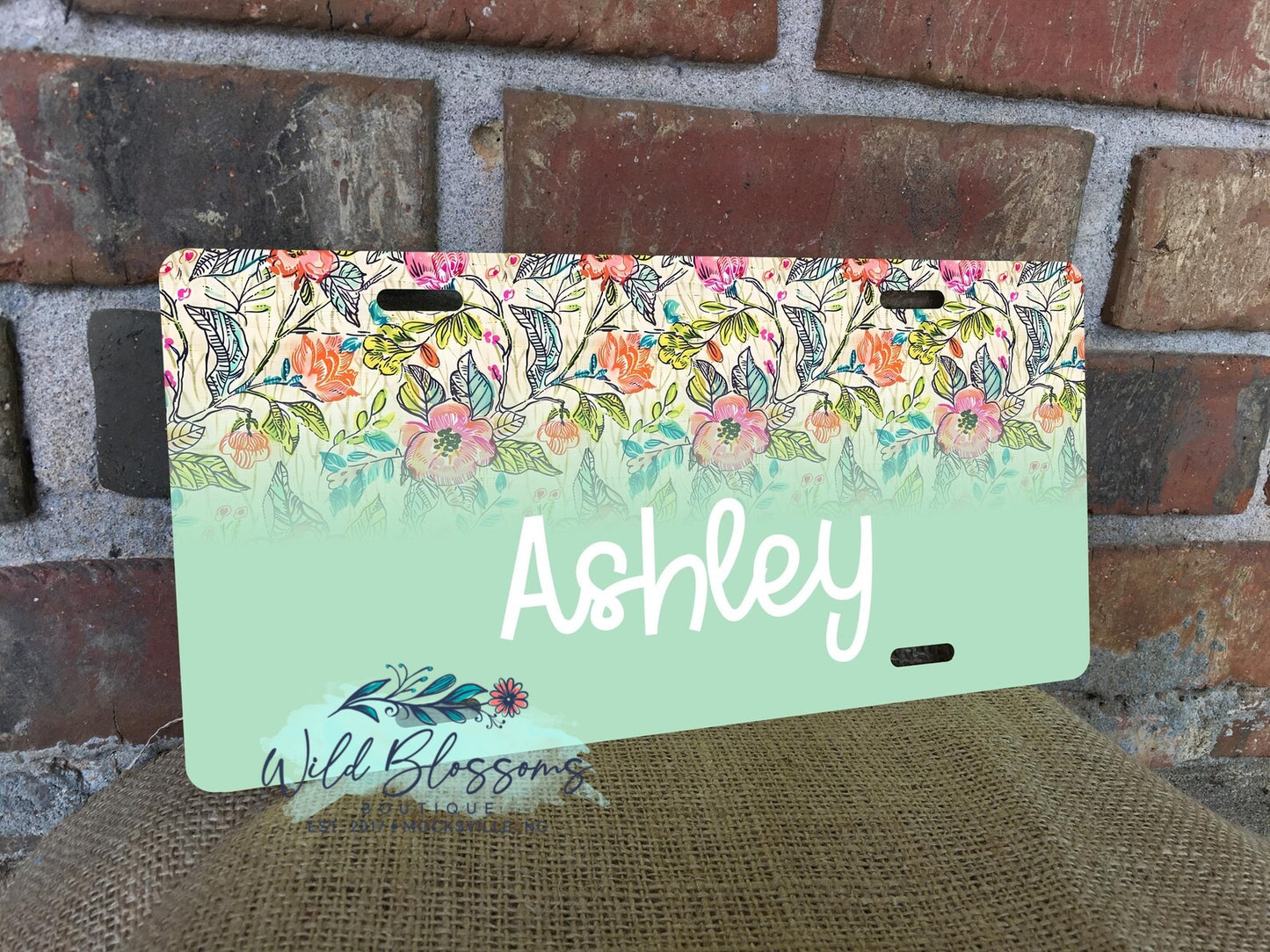 Colorful Wildflower Personalized License Plate - 5 Designs to Choose From