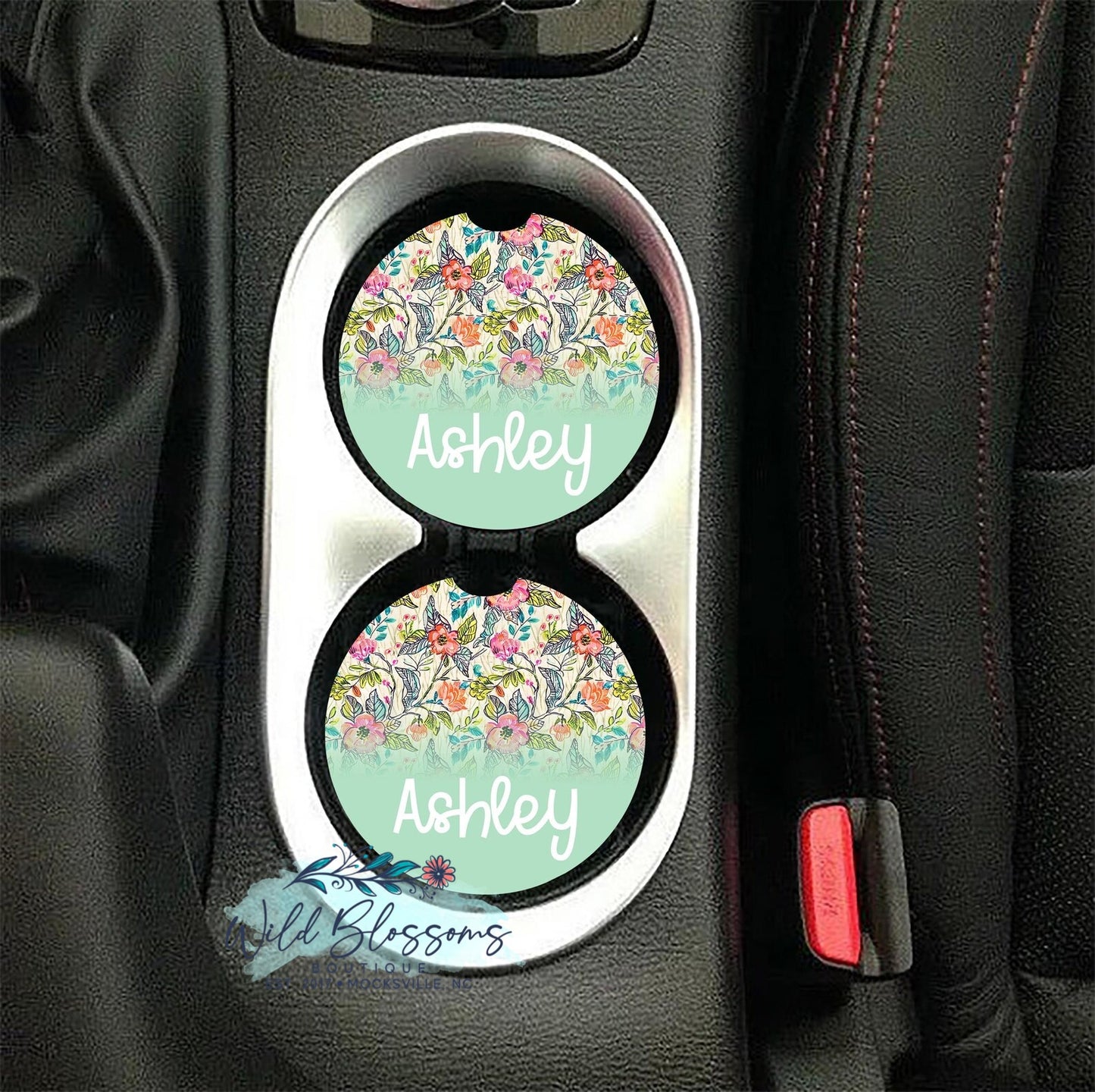 Colorful Wildflower Personalized Car Coasters - 5 Designs To Choose From