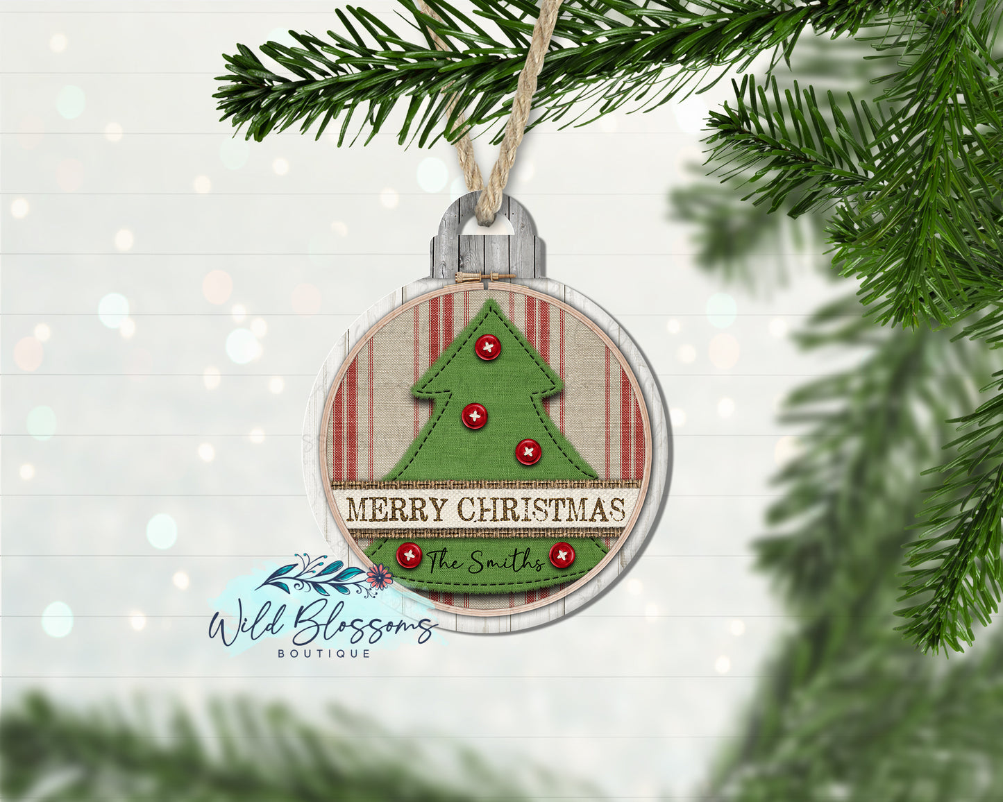 Embroidery Hoop Merry Christmas Tree Christmas Ball Personalized Ornament