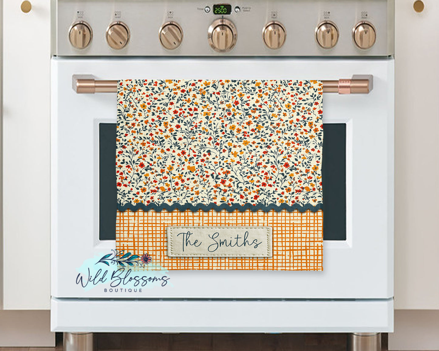 Personalized Fall Floral Kitchen Towel