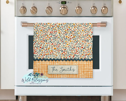 Personalized Fall Floral Kitchen Towel