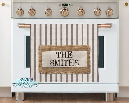 Farmhouse Grain Sack Ticking Kitchen Towel
