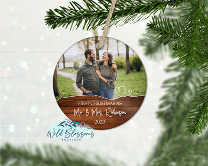 First Christmas as Mr. & Mrs. Photo Ornament