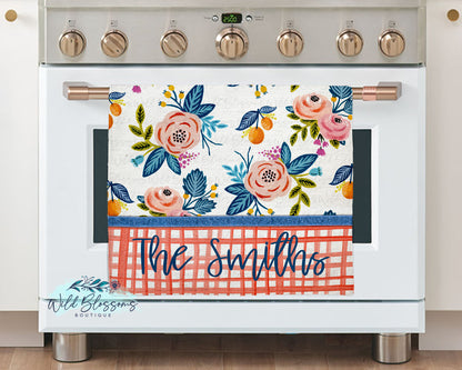 Gingham Wildflower Personalized Kitchen Towel
