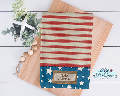 Patriotic Stripes And Stars American Flag Personalized Kitchen Towel