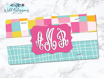 Groovy Summer Pink and Mint Personalized License Plate