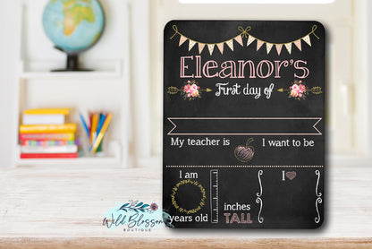 Girl Chalkboard Back To School Sign