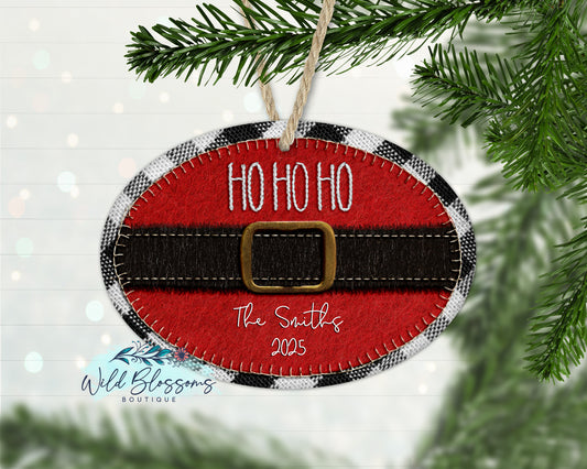 Ho Ho Ho Santa Suit Oval Personalized Ornament