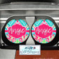 Pink And Aqua Floral Personalized Car Coasters