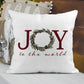 Joy to the World Floral Christmas Wreath Personalized Pillow Cover