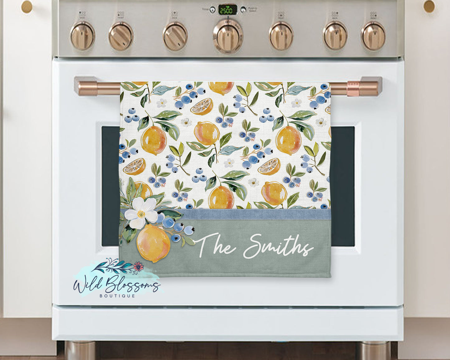 Lemon Blueberry Personalized Kitchen Towel