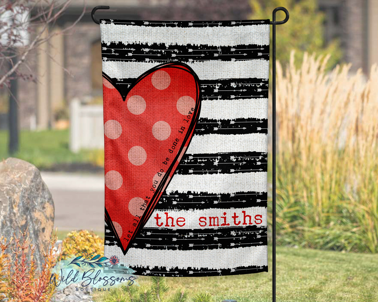 Let All That You Do Be Done In Love Valentine's Day Personalized Garden Flag