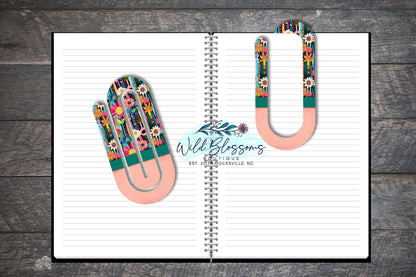 Light Coral Whimsical Abstract Floral Paper Clip Bookmark