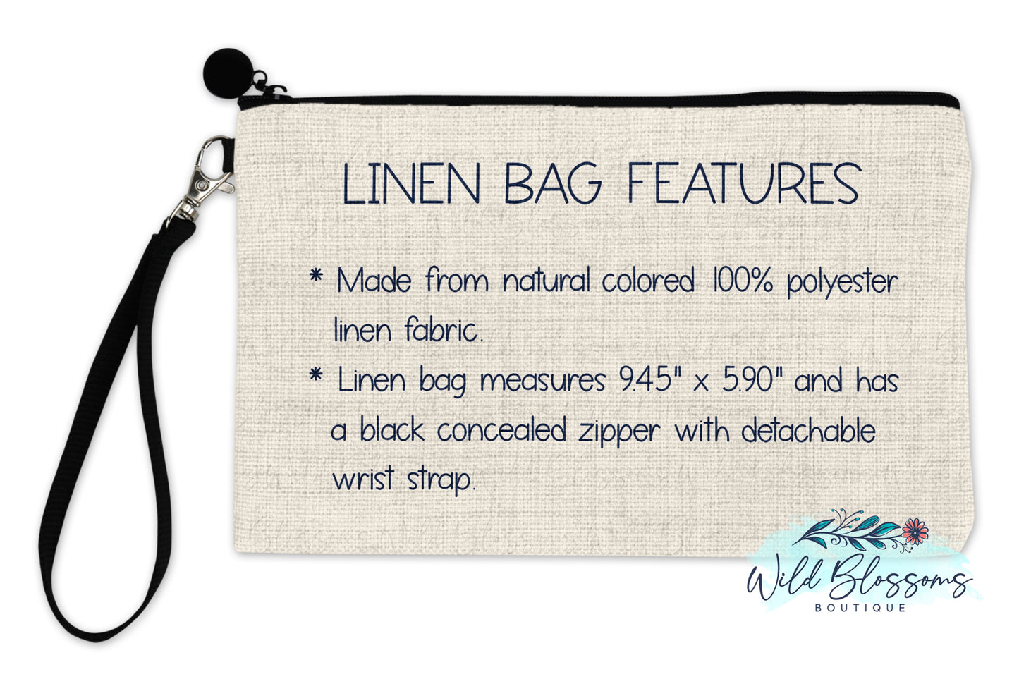Sunflower and Forget Me Nots Linen Bag
