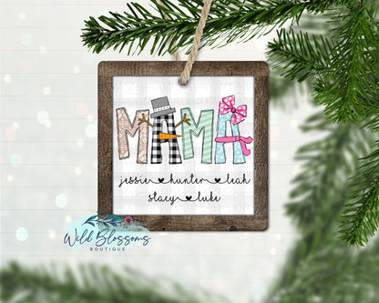Snowman Alphabet Name Ornament
