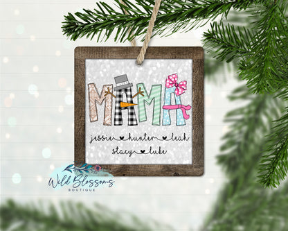 Snowman Alphabet Name Ornament