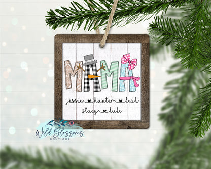 Snowman Alphabet Name Ornament