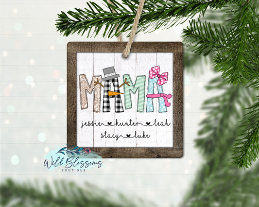 Snowman Alphabet Name Ornament