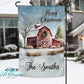 Merry Christmas Rustic Red Barn Personalized Garden Flag